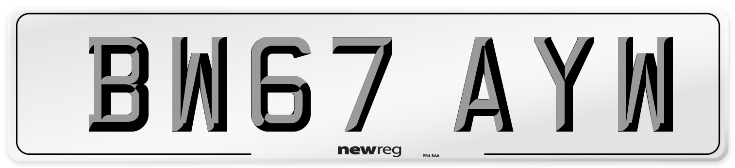 BW67 AYW Number Plate from New Reg